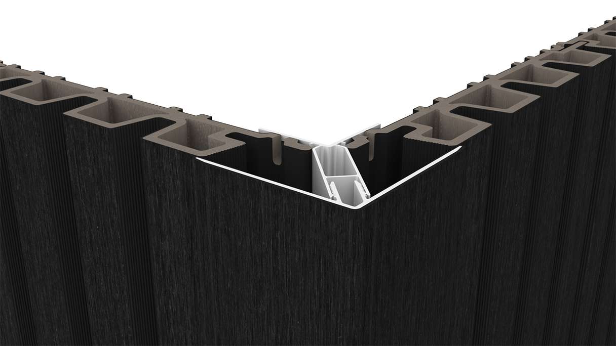 planeo LINEA - Profilo angolare esterno in alluminio CoEx nero 3000 x 66 x 66 mm