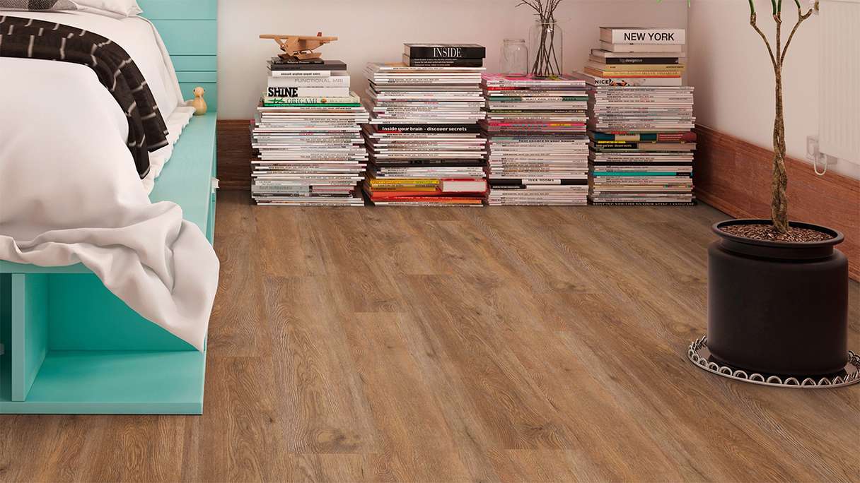 planeo Vinile rigido a incastro - FlexCore 55 Chocolate Oak | Isolamento acustico integrato (plfc-5145FS55)