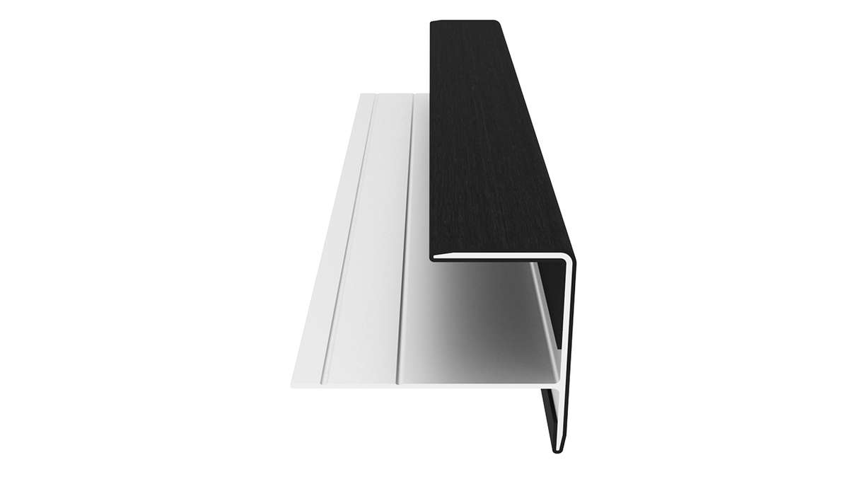 planeo LINEA - Profilo terminale in alluminio CoEx nero 3000 x 74 x 61 mm