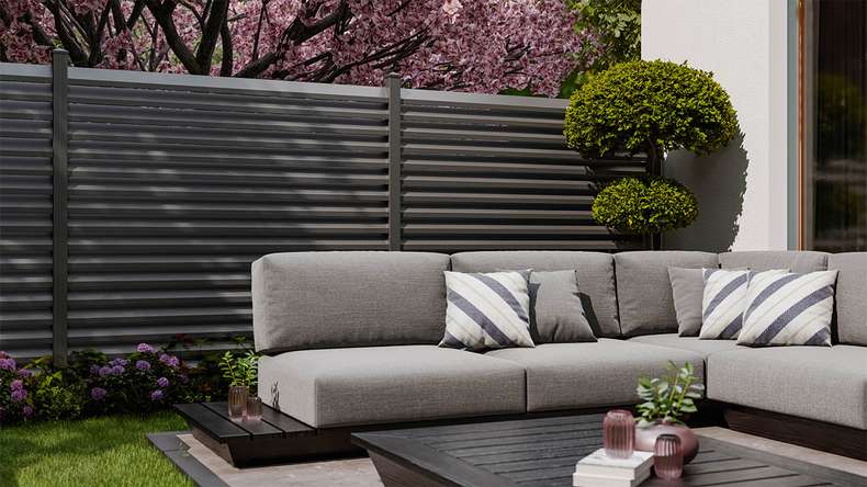 planeo Gardence Metallic Rhombus - Recinzione da giardino in alluminio quadrata antracite | DB703