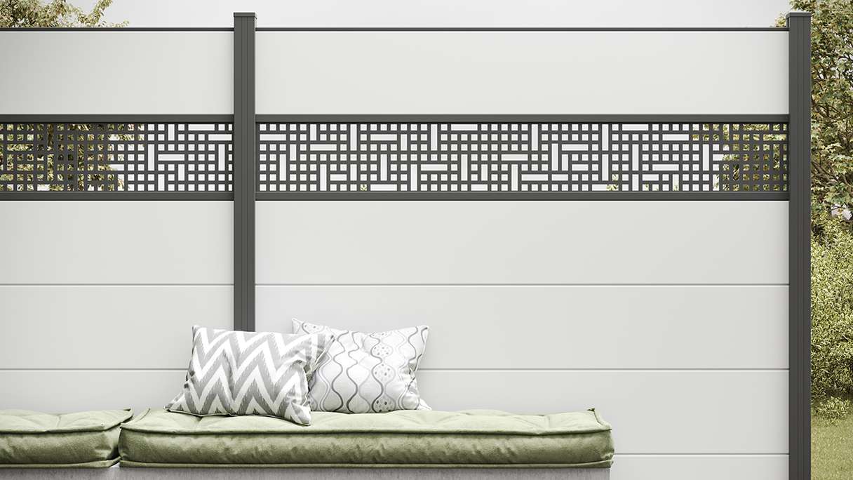 planeo Gardence Simply - Recinzione in PVC ad innesto Quadrata Bianco 180 x 180cm
