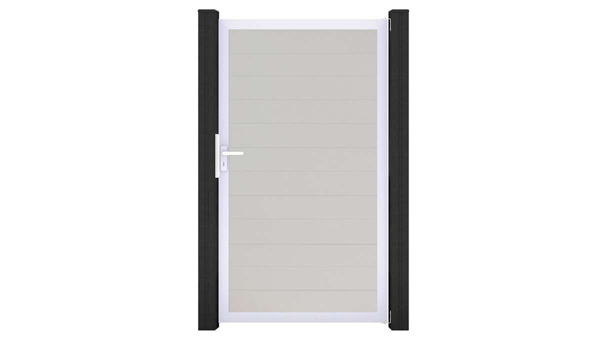 planeo Gardence Simply Small - Cancello universale in PVC bianco con telaio in alluminio 100 x 180 cm