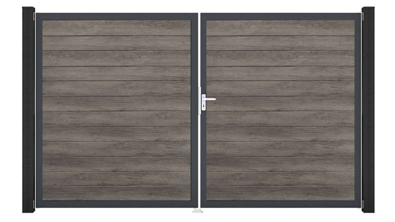 planeo Gardence Simply Small - Porta in PVC - DIN destra 2 ante Rovere Monumento con telaio in alluminio antracite | DB703 300 x 180 cm