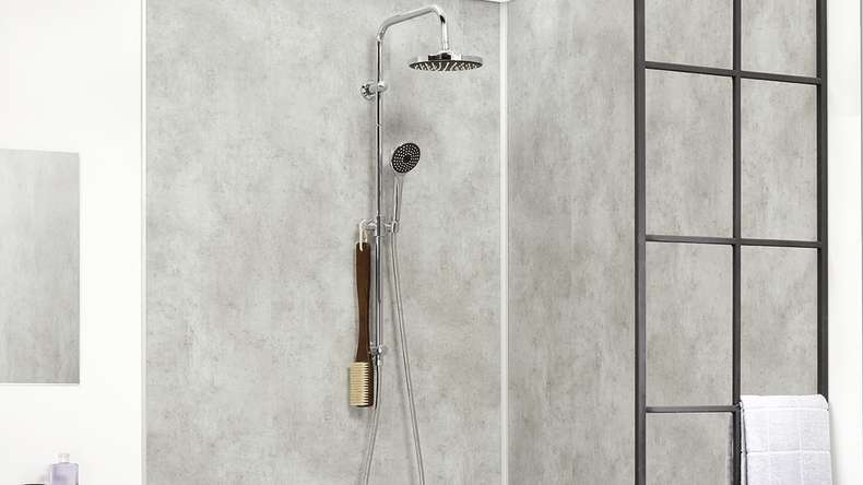 planeo StrongWall - Rivestimento in plastica XL Wash Cement 260 x 90 cm