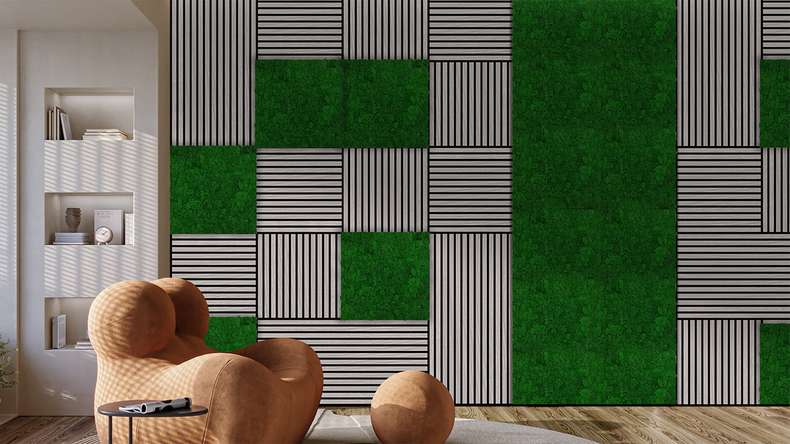 pannello acustico planeo - MixWall Living Moss Nature Green 52 x 52 cm | muschio naturale (PLMW-00111)