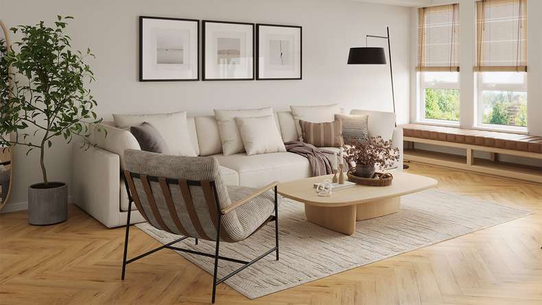 planeo Vinile rigido a incastro - Rovere naturale a spina di pesce | isolamento acustico integrato (DF-KH-151-055)