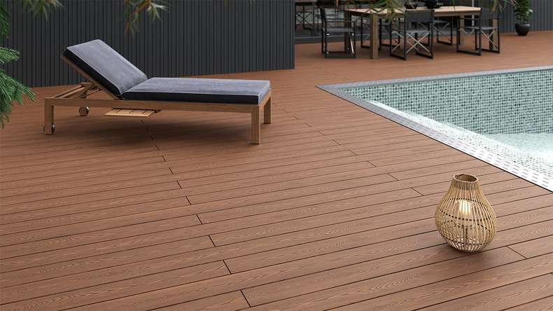 planeo SolidWood WPC tavola solido - Marrone chiaro 3m francese/strutturato