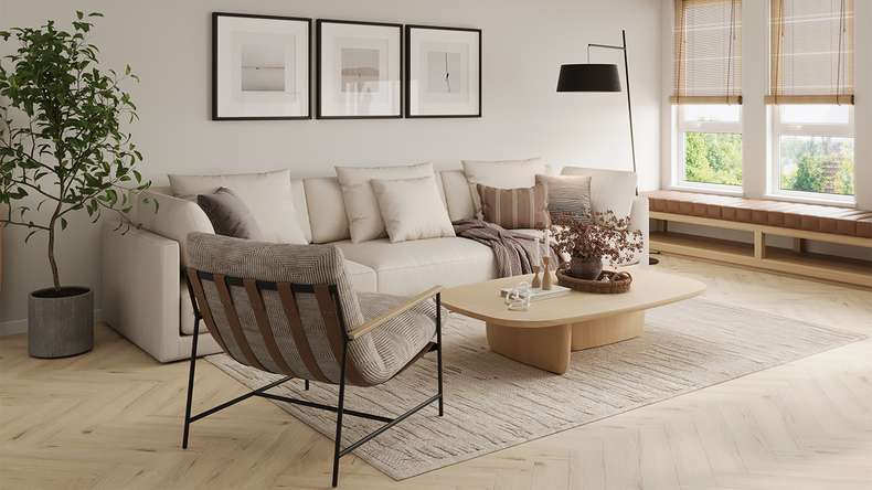 planeo Vinile rigido a incastro - Rovere chiaro a spina di pesce | isolamento acustico integrato (DF-KH-251-055)