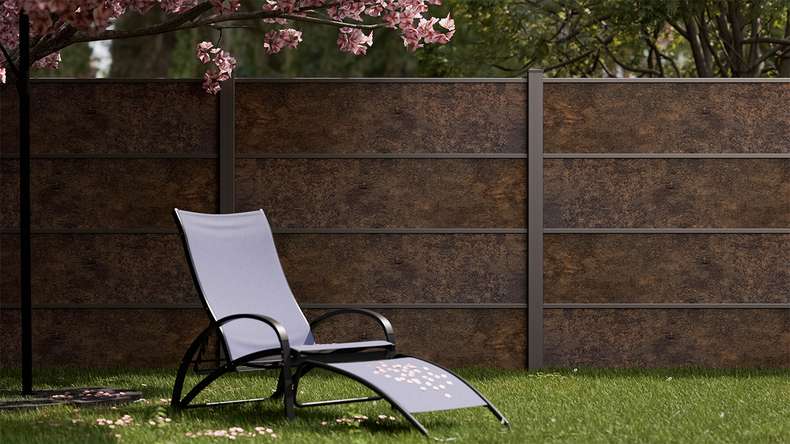planeo Gardence Resistant - recinzione a innesto in HPL effetto ruggine 180 x 183 cm
