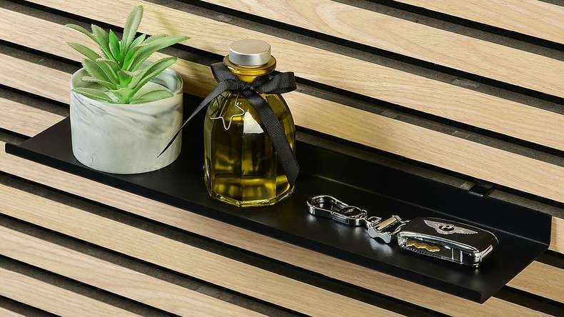 mensola planeo - Nero 40 cm con viti incluse