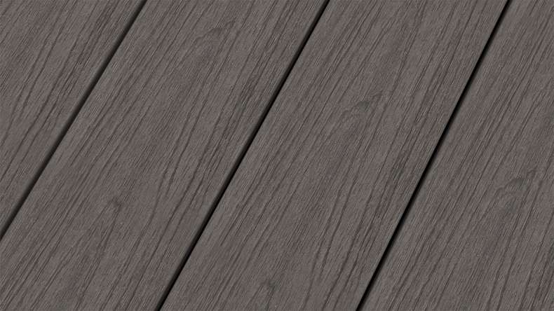 planeo WOODLine Nature - Pannello per decking rivestito in WPC CoEx a camera cava - grigio scuro 3m strutturato/liscio spazzolato