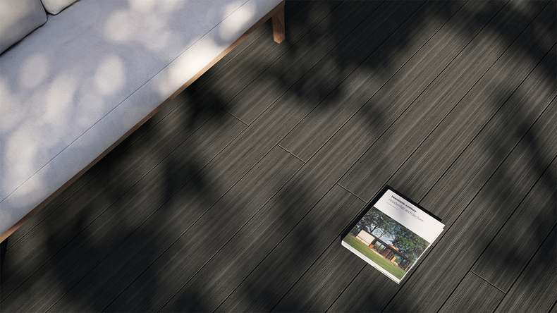 planeo AntikWood WPC tavola solido - Grigio antracite 3.6m invecchiato