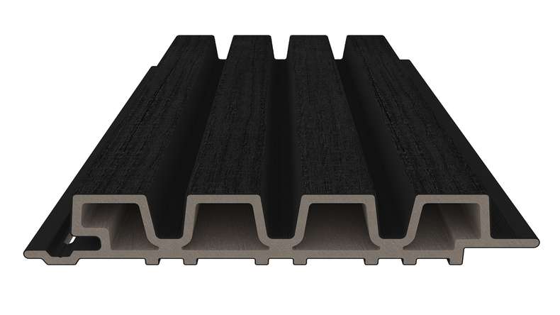 planeo LINEA Slim - Rivestimento per facciate in WPC CoEx, nero, 2900 x 215 mm