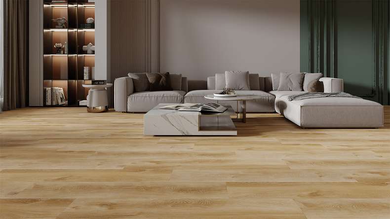 planeo Vinile rigido a incastro - HOMEtec Pro 50 IXPE Sunrise Mellow Oak | Isolamento acustico integrato (RP-E50-1)