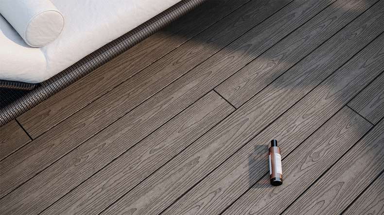 planeo CoEXWood WPC set completo di assi massicce 4,8m (47,98m²) - grigio/cemento strutturato