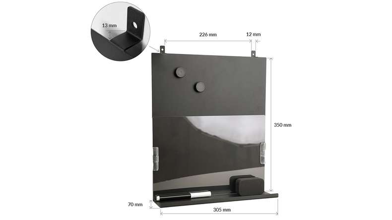 lavagna magnetica planeo con ripiano - nero incl. 2 magneti