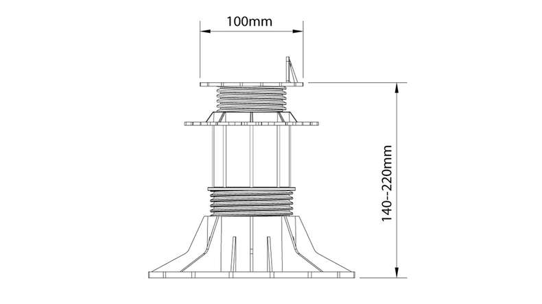 piede girevole planeo 140-220 mm cuscinetto per tavole da decking