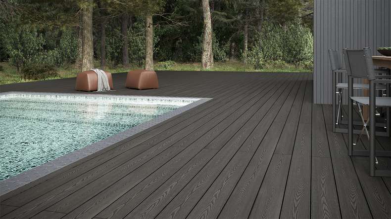 planeo SolidWood WPC tavola solido - Grigio scuro 3m francese/strutturato
