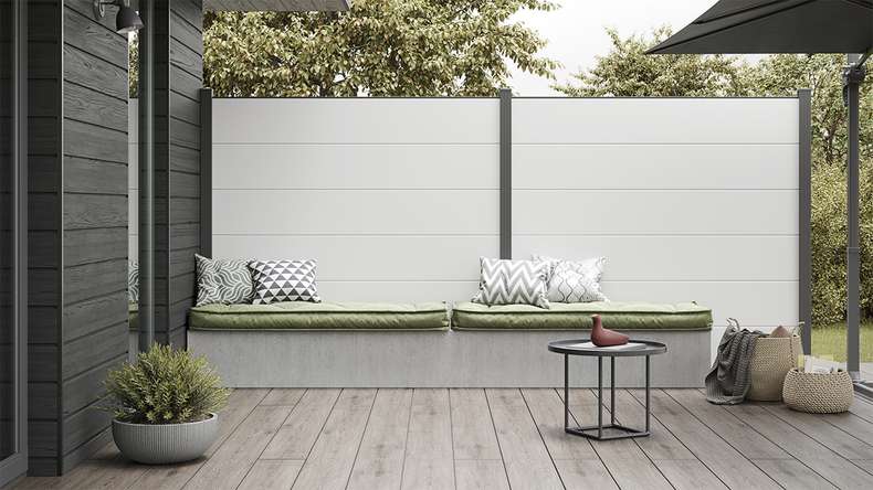 planeo Gardence Simply - Recinzione in PVC ad innesto Quadrata Bianco 180 x 180cm