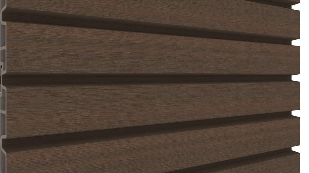 planeo LINEA Wide - Rivestimento per facciate in WPC CoEx, colore Ipe marrone, 2900 x 181 mm