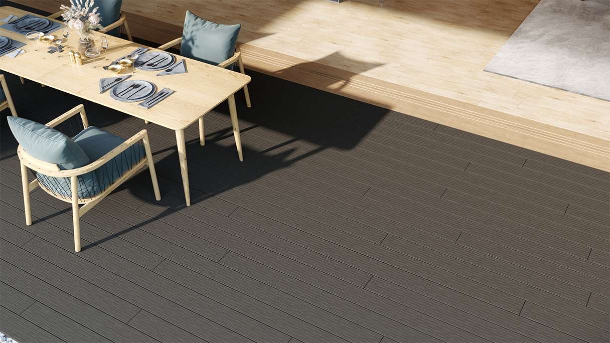 planeo LightWood WPC tavola cava - Grigio scuro 3.6m scanalato/scanalato