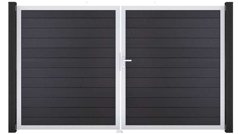 planeo Gardence Strong - Porta BPC - DIN Destro a 2 ante Grigio antracite con telaio in alluminio argento
