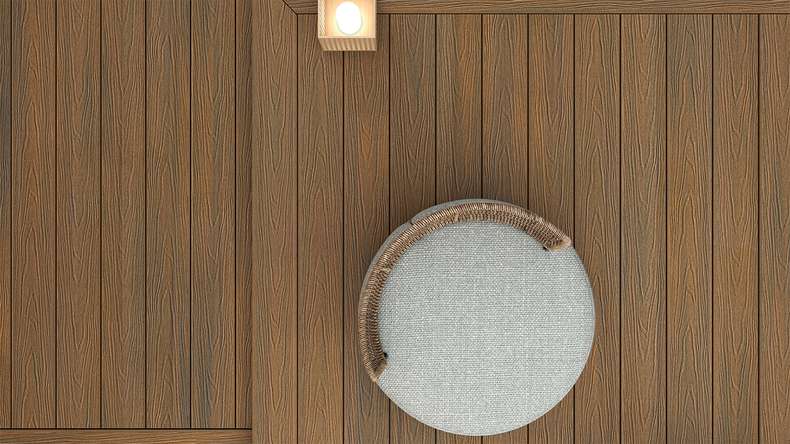 planeo MAXLine Nature - pannello per decking WPC CoEx avvolto XL camera cava - teak Burma 3m strutturato/liscio spazzolato
