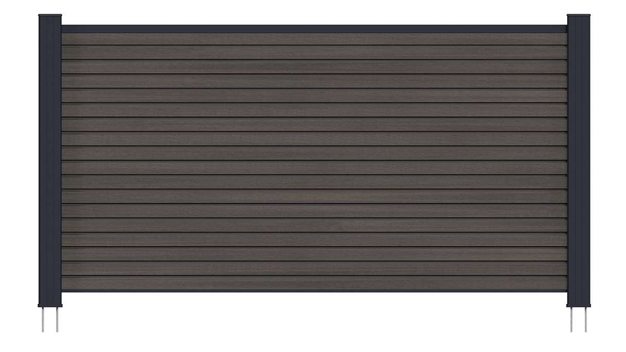 planeo LINEA - Recinzione da giardino a incastro in WPC CoEx Rhombus, grigio scuro, 180 x 90 cm