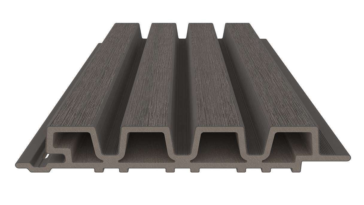 planeo LINEA Slim - Rivestimento per facciate in WPC CoEx, grigio scuro, 2900 x 215 mm