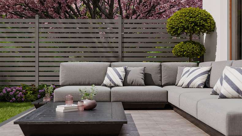 planeo Gardence Metallic Edge - Recinzione da giardino in alluminio quadrata antracite | DB703