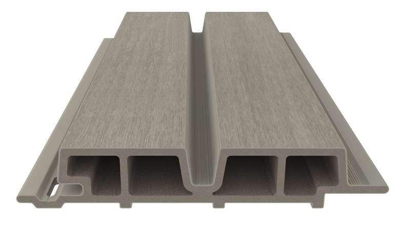 planeo LINEA Wide - Rivestimento per facciate in WPC CoEx, grigio chiaro, 2900 x 181 mm