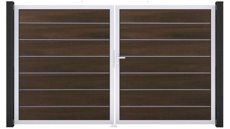 planeo Gardence Deluxe - Porta BPC - DIN Destro 2 ante Noce co-ex con telaio in alluminio argento