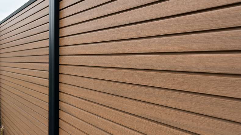 planeo LINEA - Recinzione ad innesto WPC CoEx Rhombus Burma Teak 176 x 183 cm