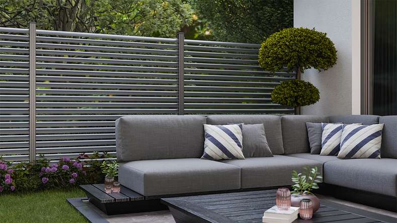 planeo Gardence Metallic Ellipse - Recinzione da giardino in alluminio quadrata Antracite | DB703
