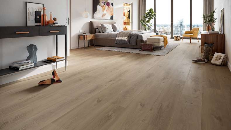 planeo Vinile rigido a incastro - HOMEtec Pro 50 IXPE Desert Drift Oak | Isolamento acustico integrato (RP-E50-6)