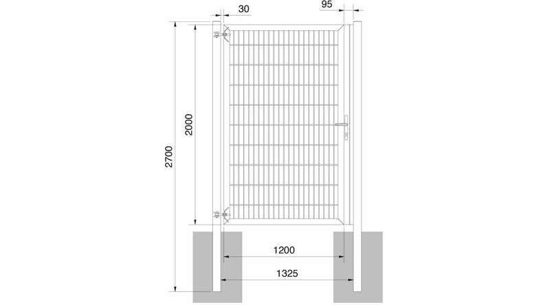 Porta universale pesante a 1 pannello antracite A 2000 x L 1325 mm inclusi i pali della porta