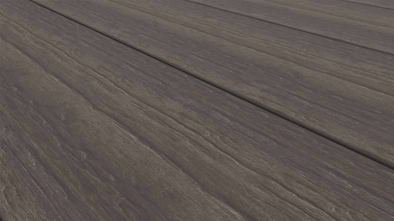 planeo MAXLine Antique - Decking XL rivestito in WPC CoEx massiccio - marrone scuro 3m rustico testurizzato/liscio spazzolato