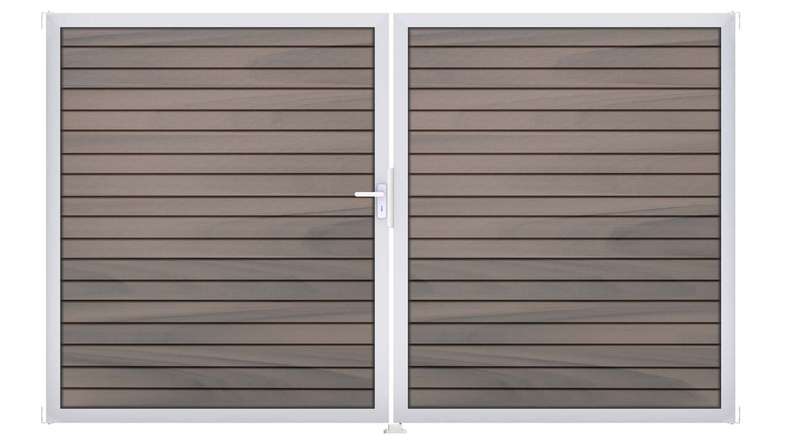 planeo Gardence Trendy - Cancello BPC a rombi - a 2 ante, bicolore co-ex con telaio in alluminio
