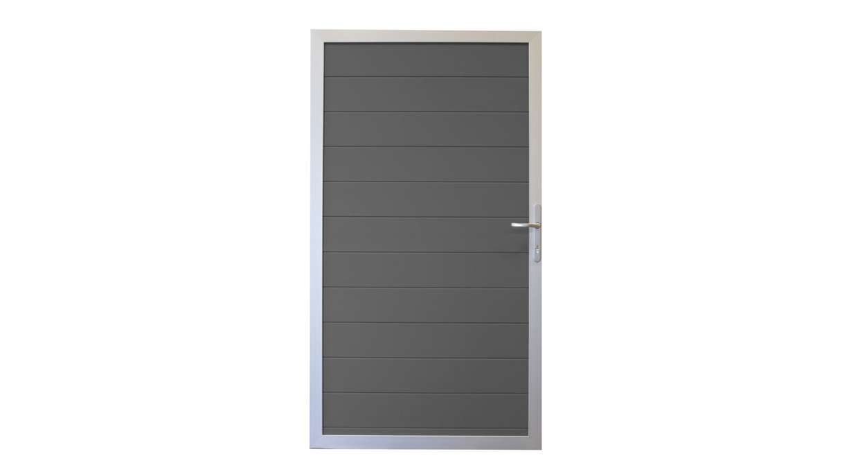 planeo Gardence Metallic - Cancello universale in alluminio grigio antracite con telaio in alluminio