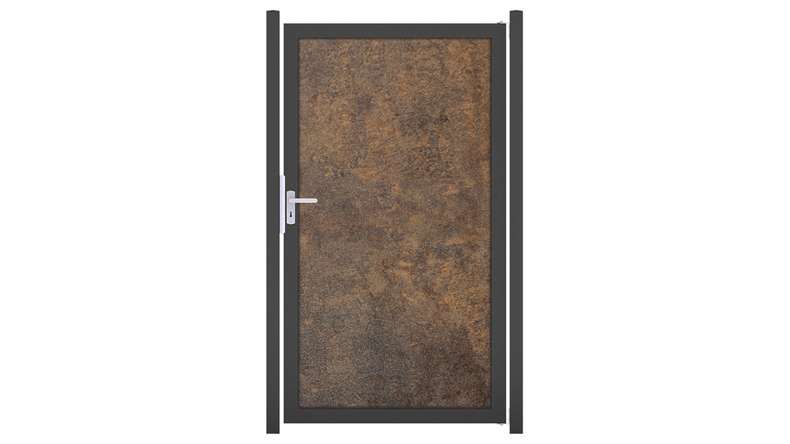 planeo Gardence Resistant - Cancello frangivista in HPL con effetto ruggine e telaio in alluminio