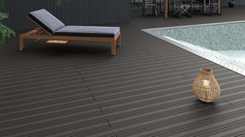 planeo SolidWood WPC tavola solido - Grigio scuro 3m francese/strutturato