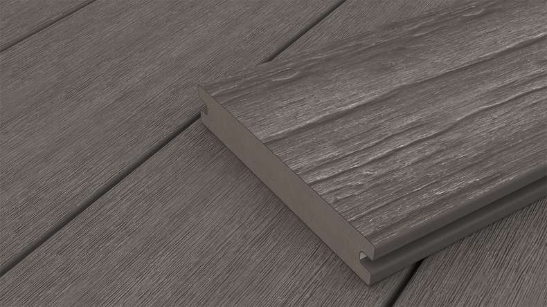 planeo ANTIKWoodline - Doghe per terrazza in WPC con rivestimento CoEx, doghe massicce - Grigio scuro 3 m - rustico/spazzolato liscio