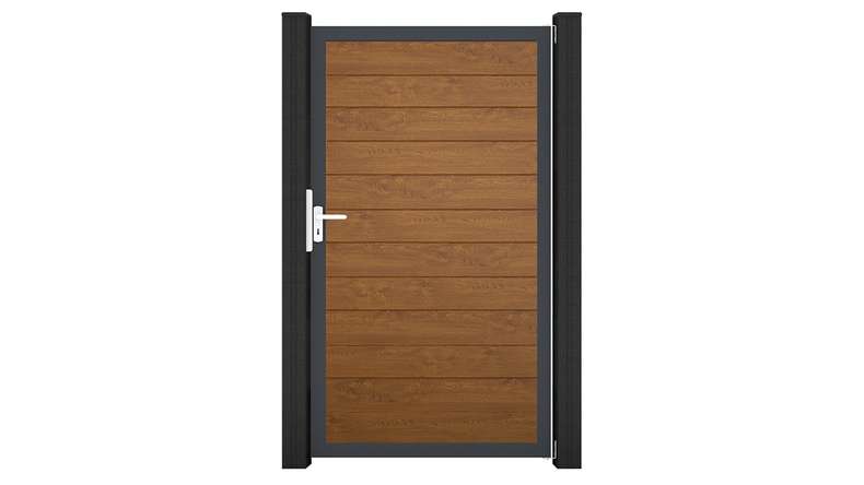 planeo Gardence Simply Small - Porta universale in PVC Golden Oak con telaio in alluminio antracite | DB703 100 x 180 cm