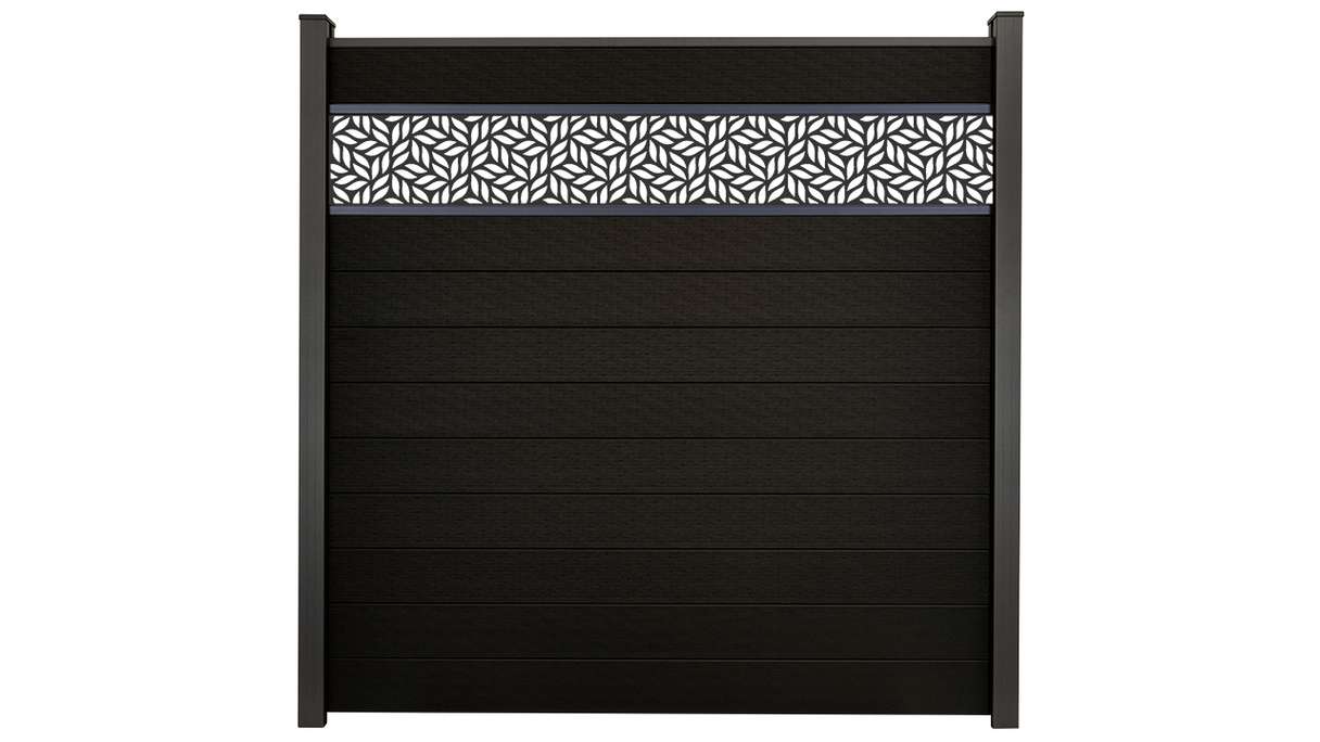 planeo Gardence Strong - recinzione a innesto BPC Foglie nere co-ex 180 x 180 cm