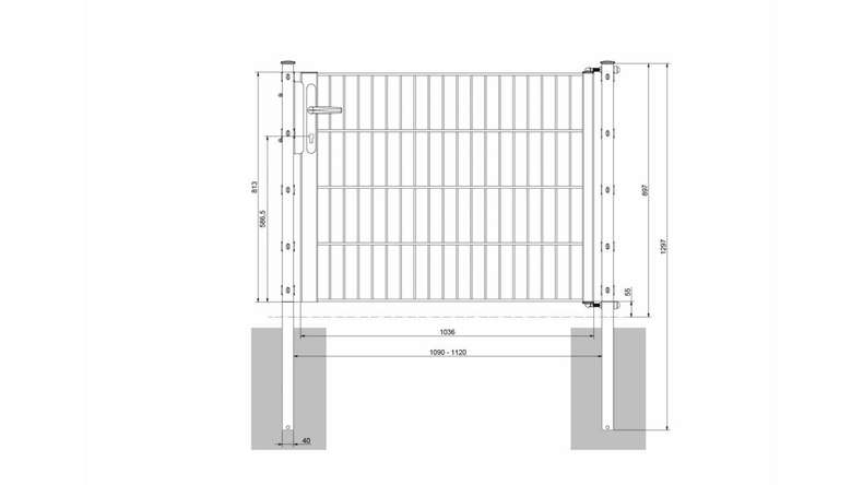 Luce universale per porta a 1 pannello antracite - L 1090 mm inclusi i pali della porta