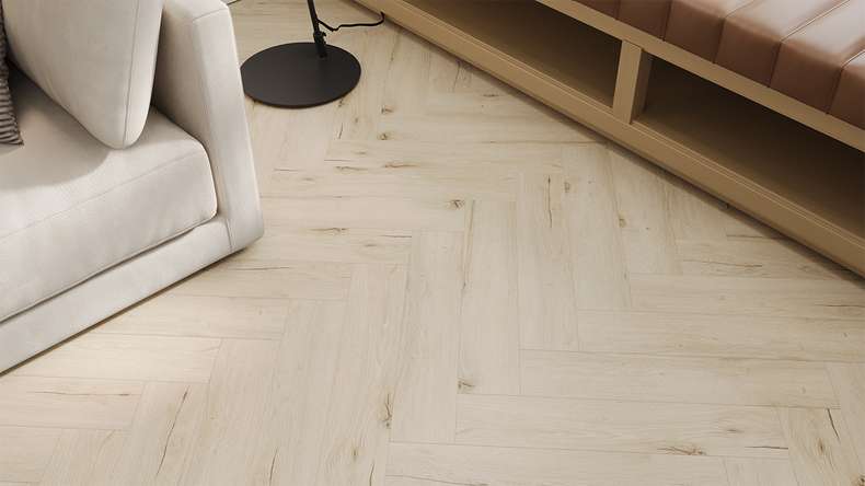 planeo Vinile rigido a incastro - Rovere chiaro a spina di pesce | isolamento acustico integrato (DF-KH-251-055)