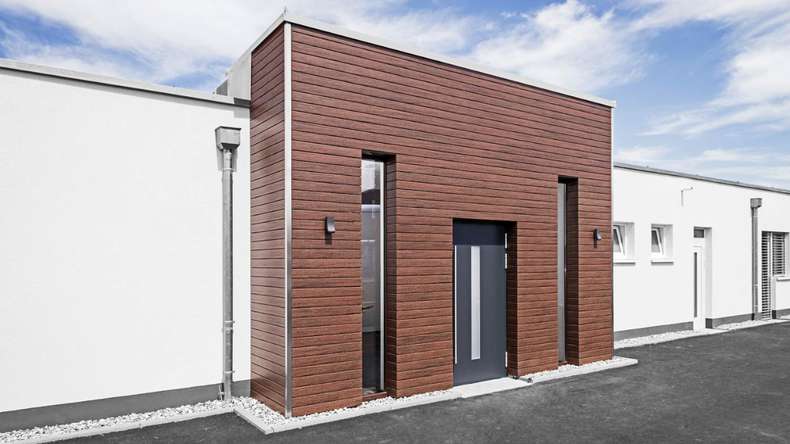 planeo Fassado - Rivestimento facciata a fasce romboidali WPC marrone castagna