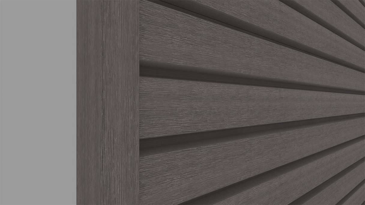 planeo LINEA Wide - Rivestimento per facciate in WPC CoEx, grigio scuro, 2900 x 181 mm