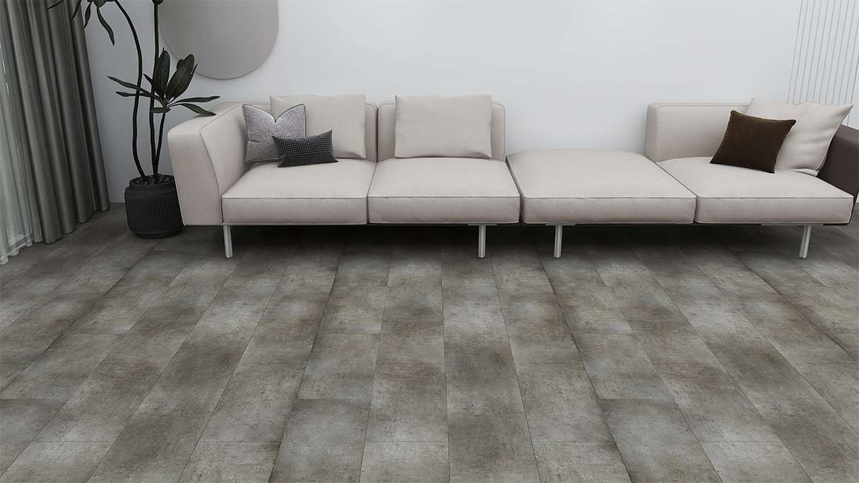 planeo Vinile rigido a incastro - STEINWERK PUCore XL Soppalco grigio pietra | isolamento acustico anticalpestio integrato (NF-FXL-297)
