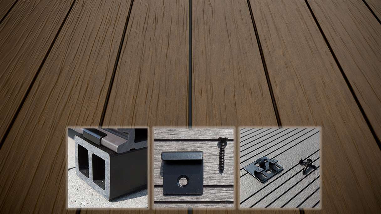 planeo AntikWood WPC set completo di tavole massicce - marrone antico invecchiato